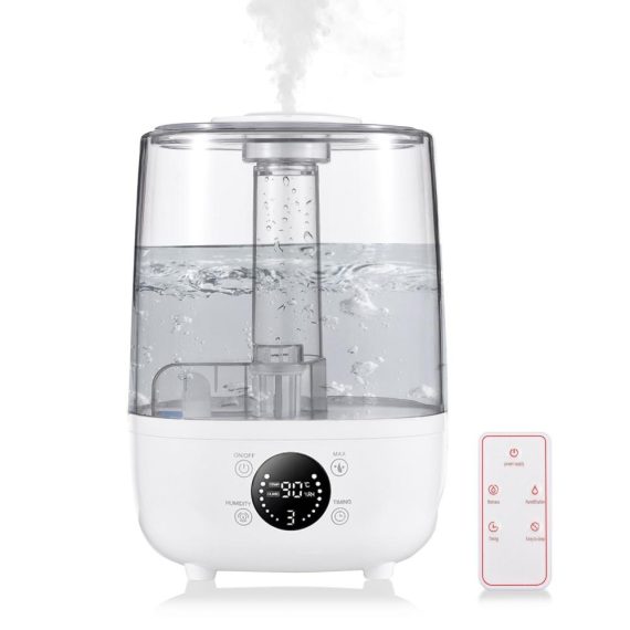 Air Quality Improvement |  4L Humidifiers for Bedroom Ultrasonic Air Humidifiers Aroma Diffuser Touch Control Buttons with LCD Screen Remote Control Extra Long Hose Nozzle Ultra Quiet Timer 3 Mist Modes Auto Standby Air Quality Improvement Air Quality Improvement