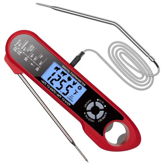 Barbecue Supplies |  2 in 1 Dual Probe Instant Read Food Meat Thermometers for Kitchen Cooking Oven Grilling with Alarm Function Backlight Waterproof Barbecue Supplies Barbecue Supplies