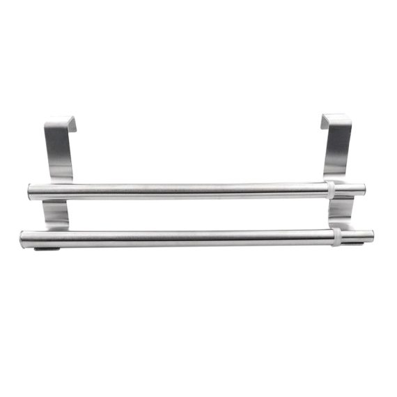 Bathroom Storage & Organisation |  Deal Expandable Double Towel Hanger Over Cabinet Cupboard Doors Stainless Steel Bath Towel Bar Towel Clothes Hanger Towel Rack Holder for Bathroom Kitchen Towel Storage Shelf Double towel rack suitable for narrow space and convenient for hanging towel Bathroom Bathroom Storage & Organisation