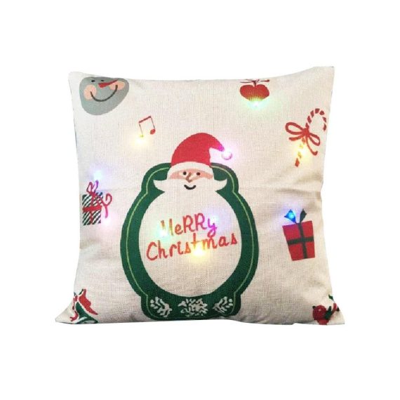 Bedding Textile |  18 * 18 inches / 45 * 45cm Linen Colorful LED Light Merry Christmas Cushion Cover Bedding Textile Bedding Textile