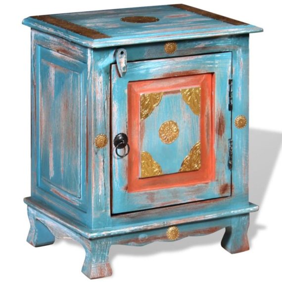 Bedroom Furniture |  Nightstand Solid Mango Wood Blue Bedroom Furniture Bedroom Furniture