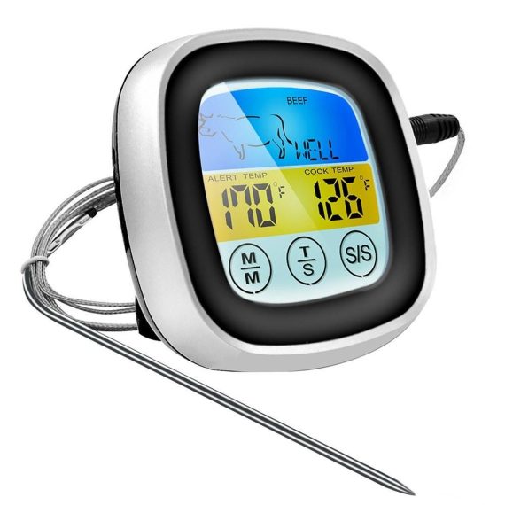 Cooking Tools & Gadgets |  Digital Kitchen Thermometer Probe Color Touch Screen Meat Barbecue Food Temperature Measurement Tool Steak BBQ Temperature Gauge Timer Kitchen Cooking Tools Cooking Tools & Gadgets Black