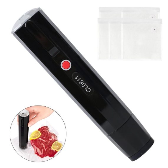 Cooking Tools & Gadgets |  Handheld Vacuum Sealer Machine Portable USB Charging Cordless 2-in-1 Manual Handheld Vacuum Pump with 5pcs Sous Vide Bags for Food Storage and Preservation BPA-Free Cooking Tools & Gadgets Black/ White