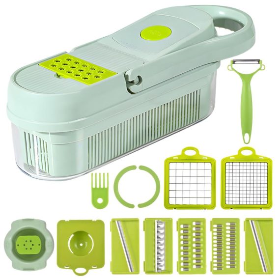 Cooking Tools & Gadgets |  Vegetable Chopper Food Slicer 15 in 1 Multifunctional Kitchen Vegetable Slicer Dicer Cutter with 9 Blades / Egg Separator / Hand Guard / Colander Basket / Container for Salad Potato Carrot Garlic Cooking Tools & Gadgets Cooking Tools & Gadgets