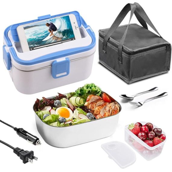 Dinnerware & Flatware |  Heating Lunch Box 1.8L 60W Portable Stainless Steel 110/220V+12V/24V Dual Power Supply Interface Stainless Steel Liner Electric Heating Insulation Home Car with Spoon And Fork Dinnerware & Flatware Dinnerware & Flatware