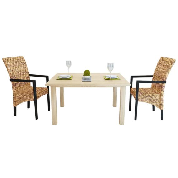 Dinning Room Furniture |  2 pcs Handwoven Abaca Dining Chair Set with Armrest Dinning Room Furniture Dinning Room Furniture