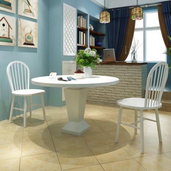 Dinning Room Furniture |  2 Wooden Dining Chairs Round White Dinning Room Furniture Dinning Room Furniture