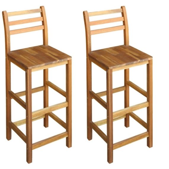 Dinning Room Furniture |  Bar Chairs 2 pcs Solid Acacia Wood 16.5″x14.2″x43.3″ Dinning Room Furniture Dinning Room Furniture