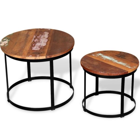 Dinning Room Furniture |  Two Piece Coffee Table Set Solid Reclaimed Wood Round 40cm/50cm Dinning Room Furniture Dinning Room Furniture