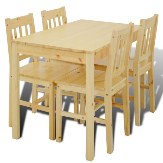 Dinning Room Furniture |  Wooden Dining Table with 4 Chairs Natural Dinning Room Furniture Brown