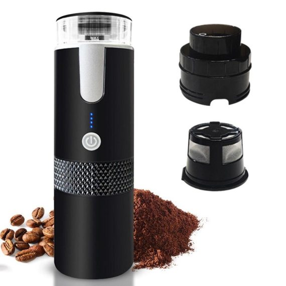 Drinkware & Tea Sets |  Portable Electric Espresso Coffee Machines 6oz Single Serve Mini Coffee Maker with Cup Coffee Powder and Capsule Bin 1200mAh Rechargeable Battery Automatic Brew for Camping Travel Car Hiking Office Drinkware & Tea Sets Black