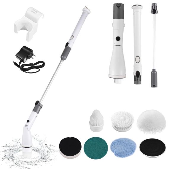 Electric Cleaning Equipment |  7 IN 1 Electric Spin Scrubber Cordless Handheld Cleaning Brush with Adjustable Extension Handle 6 Brush Heads 1200mAH Battery for Kitchen Bathroom Wall Window Floor Electric Cleaning Equipment Electric Cleaning Equipment