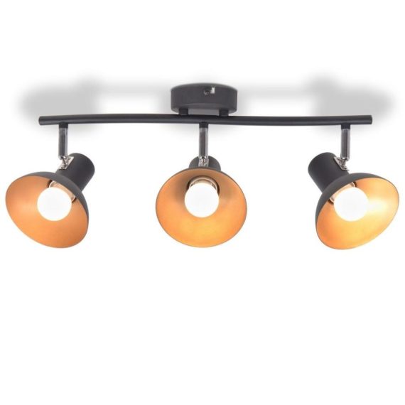 Electric Cleaning Equipment |  Ceiling light for 3 bulbs E27 black and gold Electric Cleaning Equipment Black And Golden