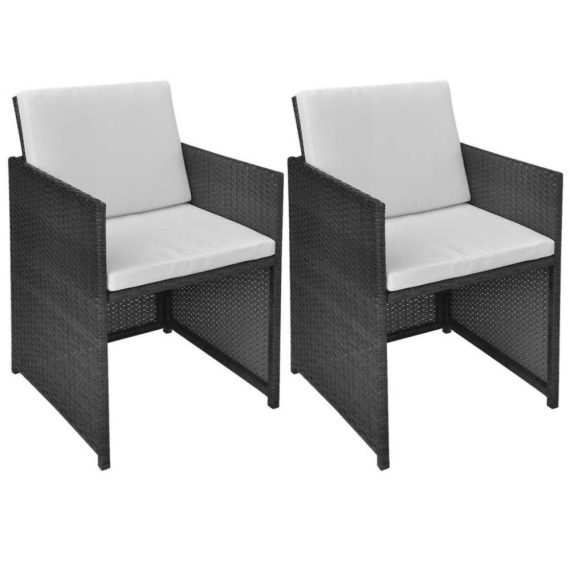 Electric Cleaning Equipment |  Dining Chairs 2 pcs Black 20.5″x22″x33.5″ Poly Rattan Electric Cleaning Equipment Cream White