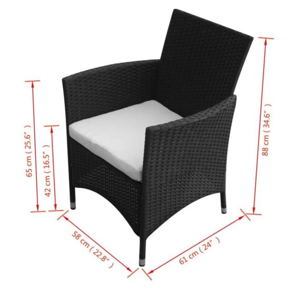 Electric Cleaning Equipment |  Garden Chairs 2 pcs Black Poly Rattan Electric Cleaning Equipment Cream White