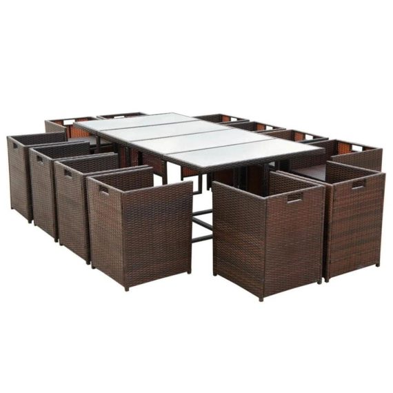 Electric Cleaning Equipment |  Garden dining set 37 pcs. Brown poly rattan Electric Cleaning Equipment Cream White