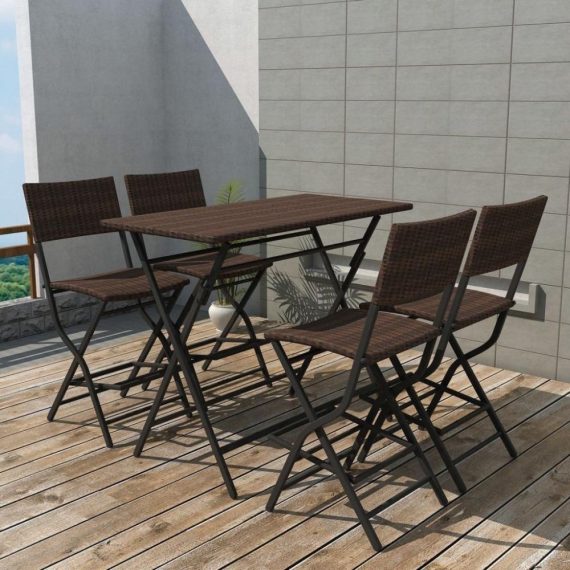 Electric Cleaning Equipment |  Garden dining set 5 pcs. Poly rattan brown Electric Cleaning Equipment Brown