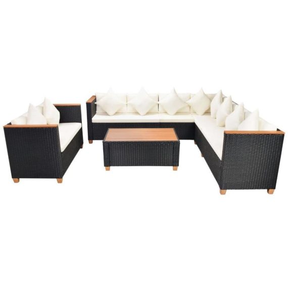 Electric Cleaning Equipment |  Garden sofa set 31 pcs. Poly Rattan WPC Black Electric Cleaning Equipment Cream White