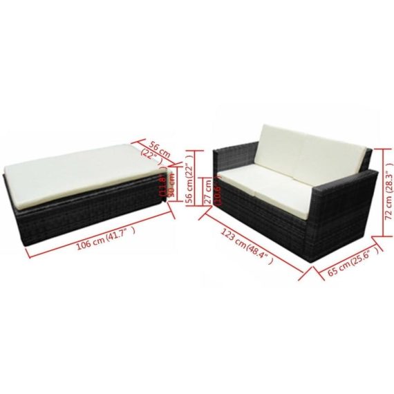 Electric Cleaning Equipment |  Garden Sofa Set Seven Pieces Poly Rattan Black Electric Cleaning Equipment Cream White