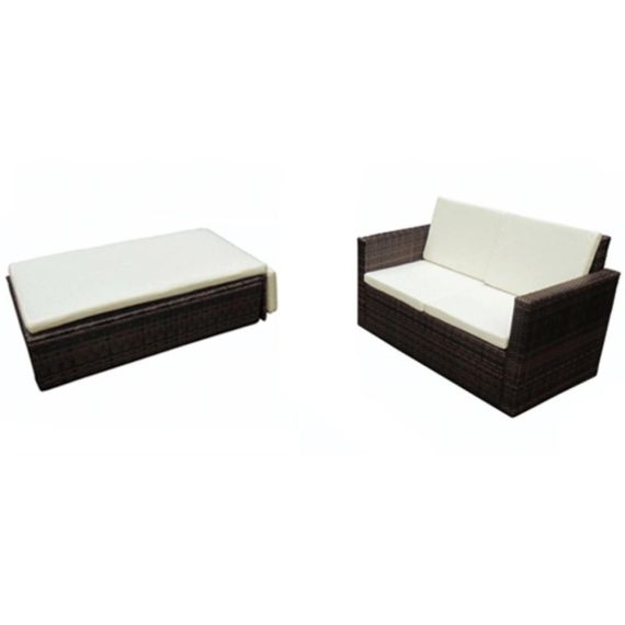 Electric Cleaning Equipment |  Garden Sofa Set Seven Pieces Poly Rattan Brown Electric Cleaning Equipment Cream White