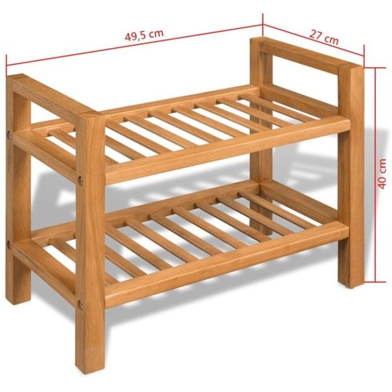 Electric Cleaning Equipment |  Shoe Rack with 2 Shelves Solid Oak 19.5″x10.6″x15.7″ Electric Cleaning Equipment Brown