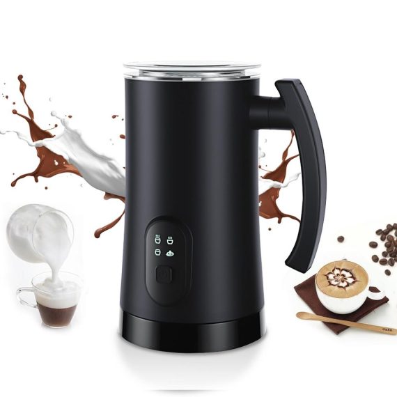 Electric Milk Frother |  Detachable Milk Frother 11.84oz/350ml Electric Milk Frother and Steamer with Touch Control 400W 4 in 1 Hot/Cold Foam Maker for Latte Cappuccinos Hot Chocolate Milk Electric Milk Frother Black