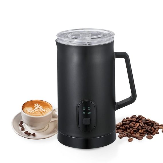 Electric Milk Frother |  Electric Milk Frother 4-in-1 400W 580ml/19.61oz Hot and Cold Milk Foamer Silent Operation Anti Slip Stainless Steel Milk Steamer for Latte Cappuccinos Macchiato Hot Chocolate Milk Black/ White