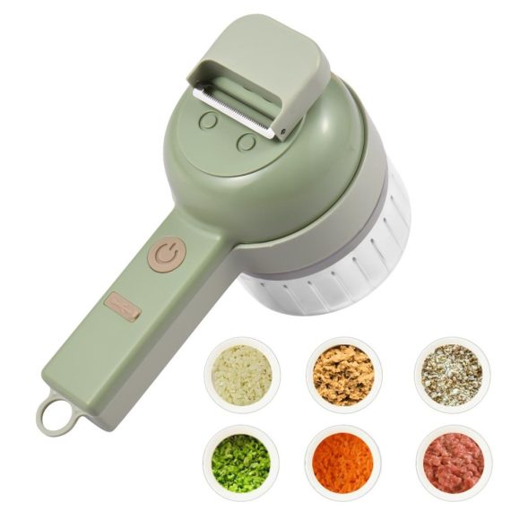 Kitchen Knife & Sharpener |  4 In 1 Handheld Electric Food Chopper Vegetable Cutter Set  with USB Powered for Garlic Chili Onion Celery Ginger Kitchen Knife & Sharpener Green