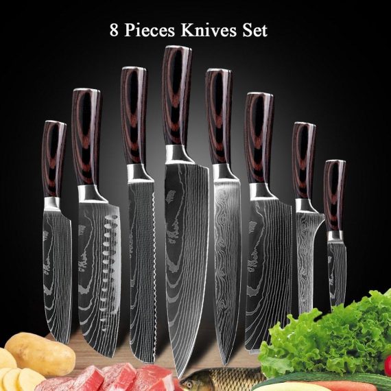 Kitchen Knife & Sharpener |  8 PCS Knife Set Kitchen Knife Stainless Steel Knife Kitchen,Dining & Bar Kitchen Knife & Sharpener