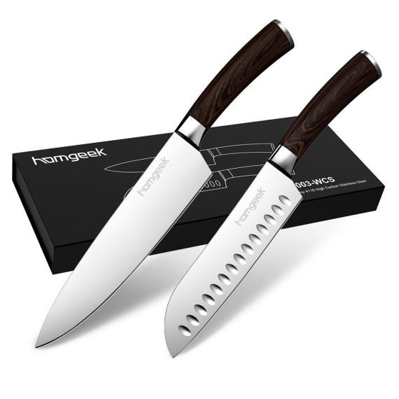 Kitchen Knife & Sharpener |  Homgeek Kitchen Knives Set with 7 inch Santoku Knife and 8 inch Chef Knife Kitchen Knife & Sharpener Kitchen Knife & Sharpener