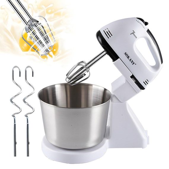 Kitchen Stand Mixer |  SOKANY 6620 Electric Stand Mixer 1.76-Quart Mixing Bowl 250W 7 Speeds Portable Food Mixer Kitchen Electric with Dough Hook Mixer for Daily Use Kitchen Electronics Kitchen Stand Mixer