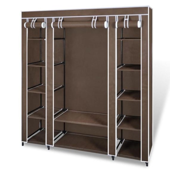 Living Room Furniture |  Fabric Wardrobe with Compartments and Rods 17.7″x59″x69″ Brown Home Furniture Brown