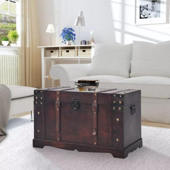 Living Room Furniture |  Vintage Treasure Chest Wood 26″x15″x15.7″ Home Furniture Brown