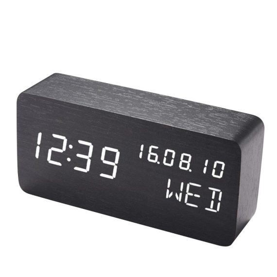 Other Electric Appliances |  Desk Wooden Alarm Clock with Voice Control Home Electric Appliances Black/ Khaki