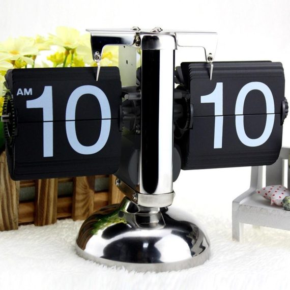 Other Electric Appliances |  Small Scale Table Clock Retro Flip Over Clock Stainless Steel Flip Internal Gear Operated Quartz Clock Home Electric Appliances Other Electric Appliances