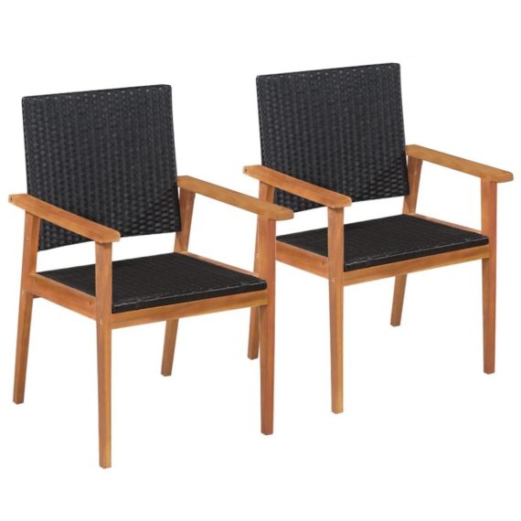 Patio Furniture |  2 pcs Outdoor Classical Poly Rattan Chairs Home Furniture Black And Brown