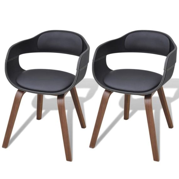 Patio Furniture |  2 x bentwood dining chairs with imitation leather cover Home Furniture Black