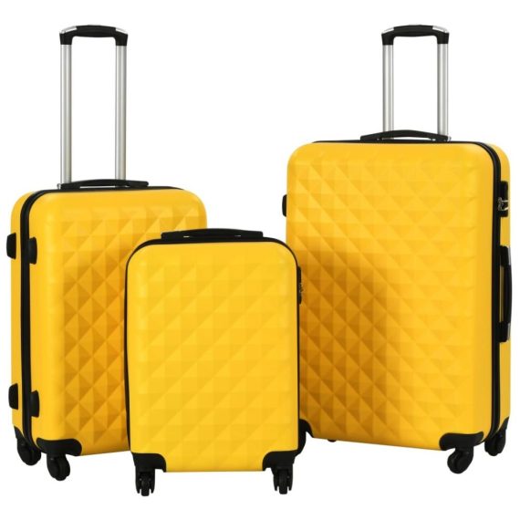 Patio Furniture |  3PCS Hard Shell Trolley Set Yellow ABS Luggage Set Home Furniture Patio Furniture