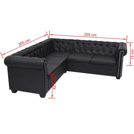 Patio Furniture |  5-seater Chersterfield sofa Black Artificial Leather Home Furniture Patio Furniture