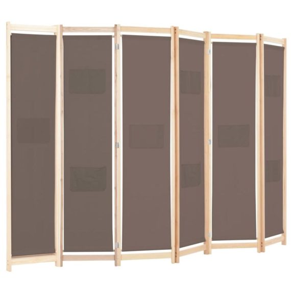 Patio Furniture |  6-Panel Room Divider Brown 94.5″x66.9″x1.6″ Fabric Home Furniture Brown