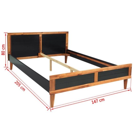 Patio Furniture |  Bed Frame Solid Acacia Wood 78.7″x55.1″ Black Home Furniture Black And Brown