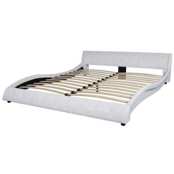 Patio Furniture |  Bed & Memory foam mattress imitation leather 180 cm White Home Furniture Patio Furniture