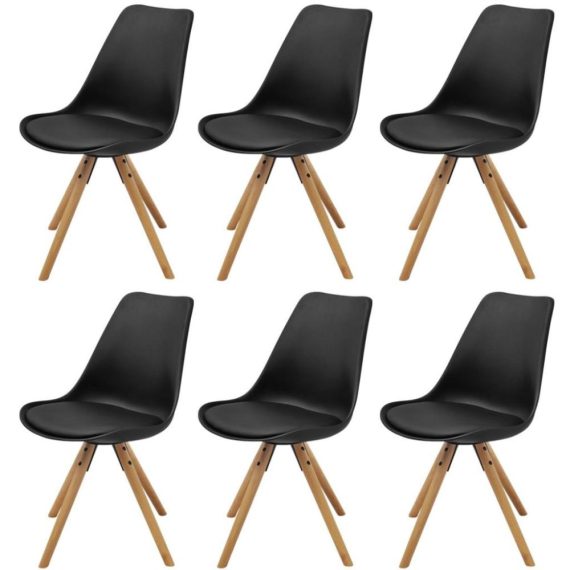 Patio Furniture |  Dining Chairs 6 pcs. Faux Leather Black Home Furniture Black