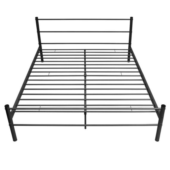 Patio Furniture |  Double bed with memory mattress metal black 180×200 cm Home Furniture Patio Furniture