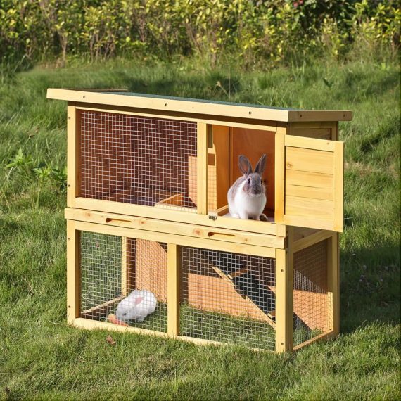 Patio Furniture |  iKayaa Multi-use Wooden Chicken Coop 35″ Hen House with Run Waterproof Wood Rabbit Hutch Pet Poultry Cage Home Furniture Patio Furniture