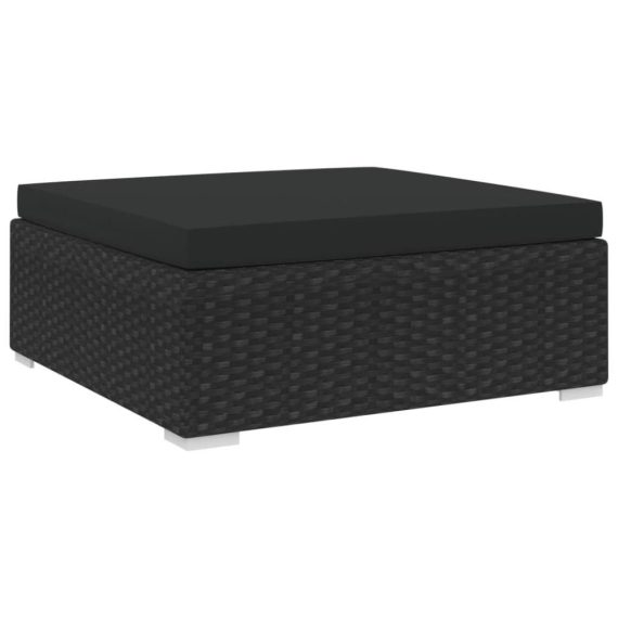 Patio Furniture |  Sectional Footrest with Cushion Poly Rattan Black Home Furniture Black