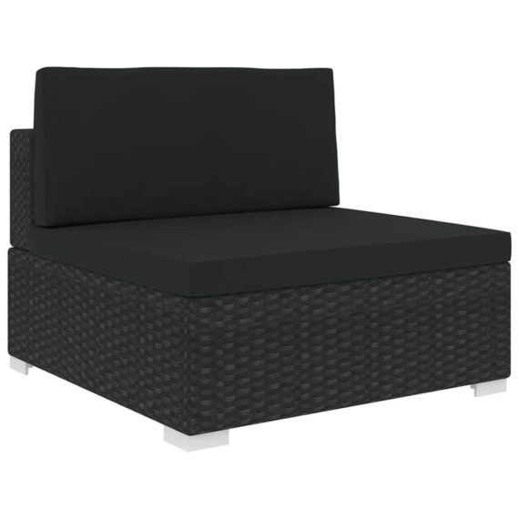 Patio Furniture |  Sectional Middle Seat with Cushions Poly Rattan Black Home Furniture Black