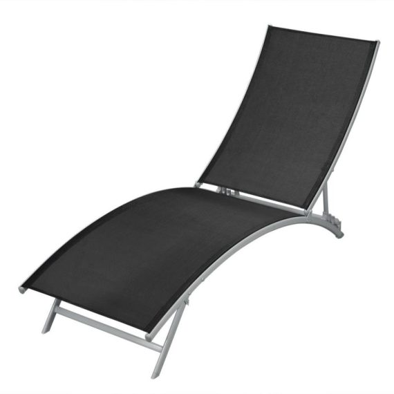 Patio Furniture |  Sun Lounger Textilene Black Home Furniture Black