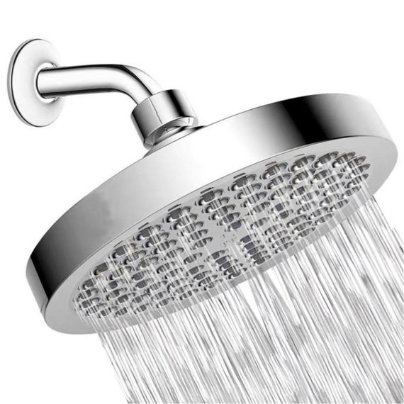 Shower Head & Shower Panel Set |  6 Inch Shower Head G1/2 Rain Showerhead Adjustable Bathroom Shower Head Spray Showerhead Polished Chrome Bath Rain Round Shower Head Replacement with 1 shower head,1 seal tape,1 gasket Bathroom Shower Head & Shower Panel Set