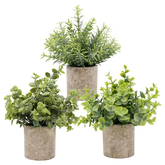 Table Decoration |  3pcs Potted Artificial Plant Fake Green Grass Leaves Artificial Simulation Plants Sets Home Decor Table Decoration